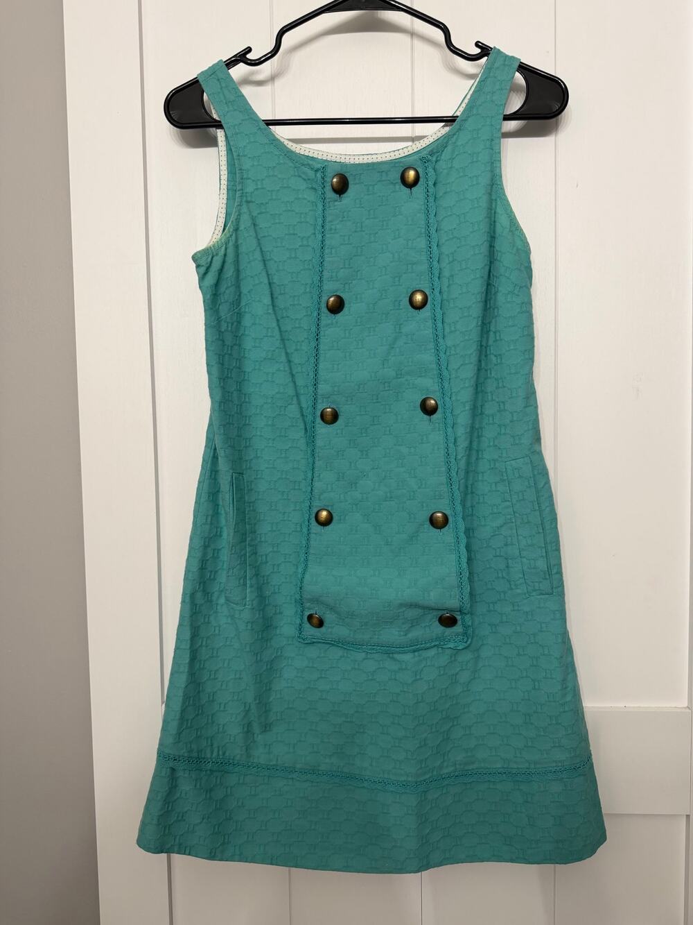 Maeve Dress Women Sz 0 Teal Green Textured A Line Short Y2K